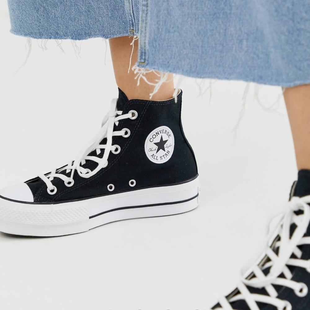 Black Classic High Top Converse with Platform